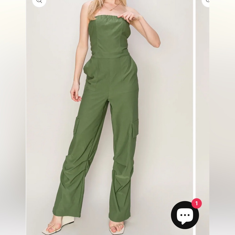 HYFVE Olive Strapless Jumpsuit